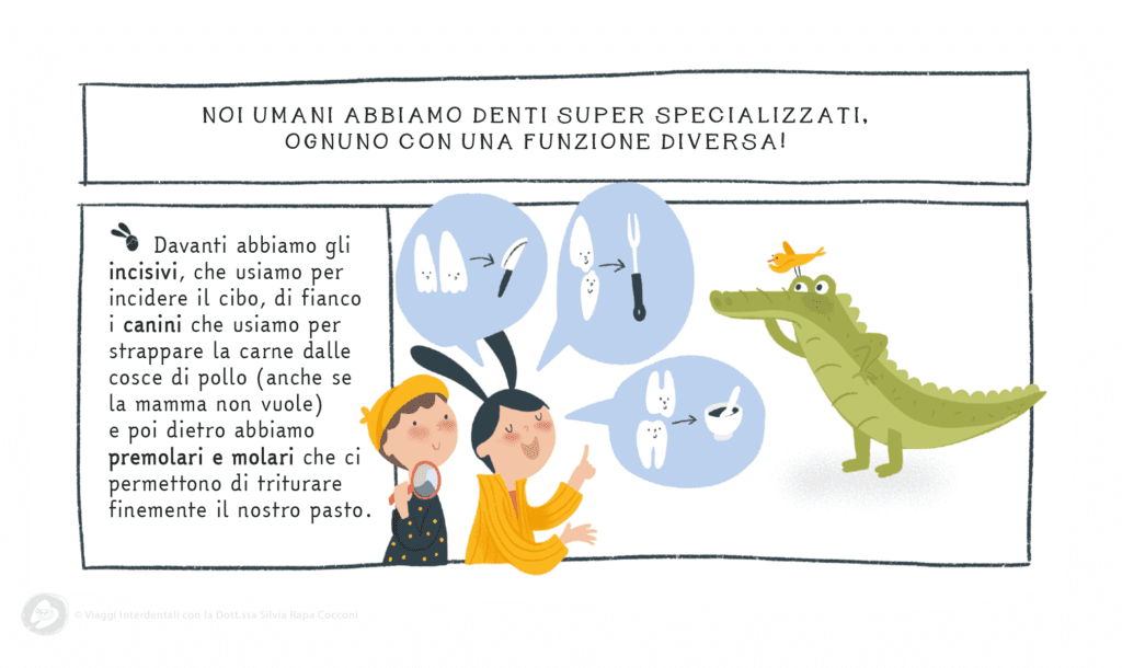 Il coccodrillo ha i denti come noi? Il fumetto per bambini di Viaggi interdentali